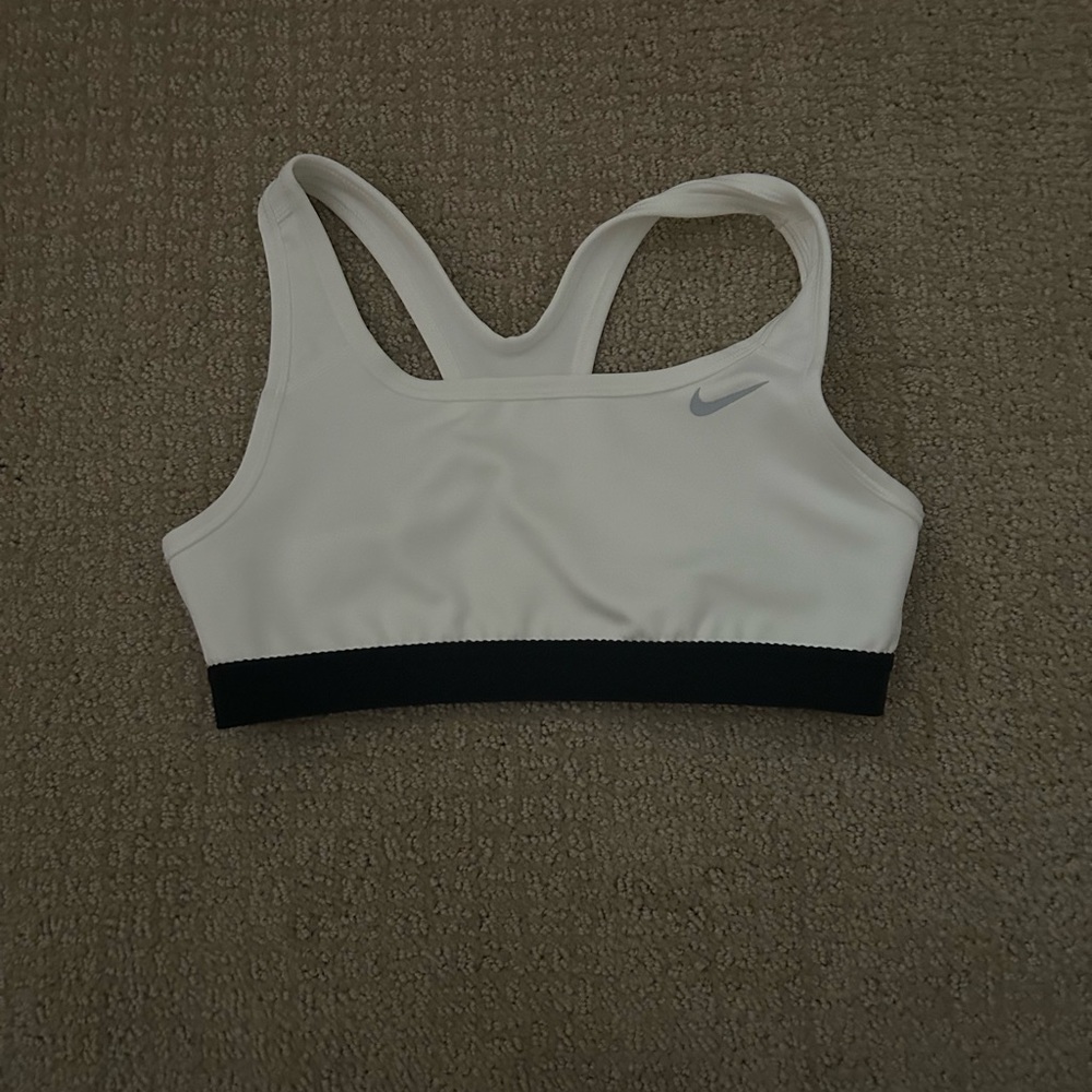 Girls white Nike sports bra